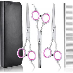 Jgd-Ciseaux Toilettage Chien, 4 In 1 Kit Toilettage Chien En Acier Inoxydable, Professionalnel Toilettages Du Chiens Compris Ciseaux &Agrave; Effiler/Ciseaux Courbes/Ciseaux Droits/Peigne De/Toilettages - Neuf