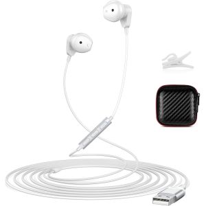 LORANKA-&Eacute;couteurs PC avec Microphone, &eacute;couteurs de Gaming avec c&acirc;ble pour Ordinateur portable/Mac/Zoom/PS5/PS4/Chrome, &eacute;couteurs USB avec contr&ocirc;le du Volume - Neuf