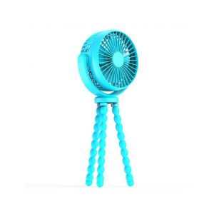 Mini ventilateur portable pour poussette avec tr&eacute;pied flexible - Rechargeable par USB - Bleu - Neuf