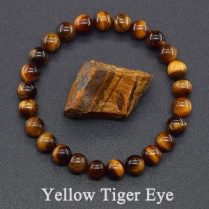 Bracelet En Perles De Pierre Lapis Lazuli Naturelle 5a Pour Homme,Élastique,Haute Qualité,Bijoux De Guérison Énergétique,Cadeau Pour Petit Ami-17cm(6.69inch)-3 Yellow Tiger Eye - Neuf
