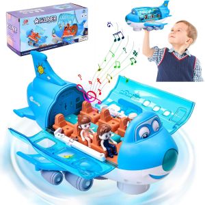 Ulteronixshop-Avion pour Enfants avec Lumi&egrave;res et Sons, Jouet Rotatif &agrave; 360&deg;, Cadeau pour Gar&ccedil;ons et Filles (Bleu) - Neuf