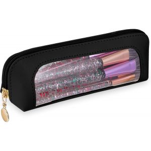 TIANYI-Petite trousse de maquillage transparente en polyuréthane blanc - Sac étanche - Bagage à main - Mini trousse de maquillage pour femme, Noir , Modes - Neuf