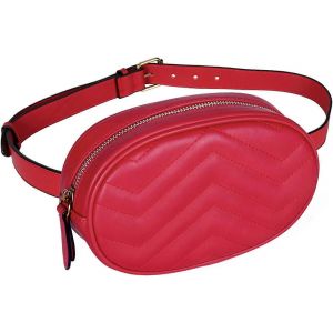Sacs banane pour les femmes à la mode, Sacs de taille en cuir rouge Sac de ceinture imperméable Sac banane élégant pour la fête, voyage, cadeau - Neuf