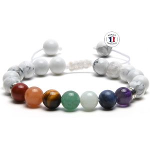 Eryi-Bracelet Shamballa Pierres Naturelles Ajustable | Ebook Offert | Fait Main | Bijoux Femme Homme | Bracelet Pierre Naturelle 7 Chakras | Toutes Les Pierres De Nos Bracelets Sont Naturelles - Neuf