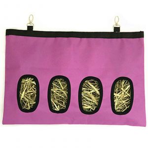 Hjlian Sac De Foin Pour Lapin, Sac D'alimentation Pour Lapin, Sac De Nourriture Pour Rat Hollandais, Sac D'alimentation A Quatre Trous, Sac Suspendu Pour Animaux De Compagnie (Rose) - Neuf