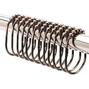 Lot De 12 Anneaux Depot Ensemble D'anneaux/Crochets De Rideau De Douche Larges, Finition Bronze Huilé Décoratif, Rouleaux Faciles À Glisser, Acier Inoxydable Antirouille - Neuf