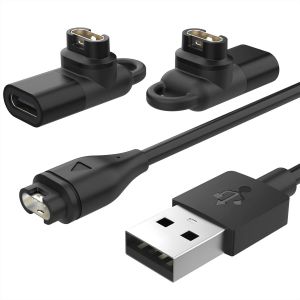 Kalanka-Chargeur Compatible Avec Garmin Fenix 7/7s/7x/6/6s/6x/5/5s/5x/Forerunner 245/255/Vivoactive 3/4/Venu 2, Chargeur Avec Câble De Charge/Données Usb De 1 M Et 2 Adaptateurs Usb-C, Noir - Neuf