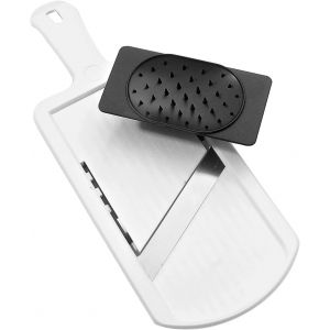 Chenquansarl-45331 Mandoline Réglable, Mandoline Manuelle, Mandoline, Tranche Légumes, Mandoline Pour Légumes, Acier Inoxydable, Plastique, Blanc, Noir, 32 X 12 X 1,5 Cm - Neuf