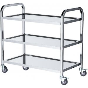 MEVRONISSHOP-Chariot de Service desserte de Cuisine à roulettes 3 étagères 75x40x83.5 cm Desserte, Déplacement Silencieux pour Rangement Clinique Cuisine Hôtel Salon de Beauté - Neuf