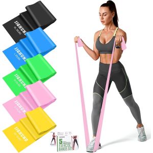 5 St&uuml;cke Fitnessb&auml;nder,1.5m Widerstandsb&auml;nde Gymnastikband In 5 St&auml;rke Resistance Bands Fitnessband F&uuml;r Pilates Yoga M&auml;nner Frauen Sport Home Gym - Neuf