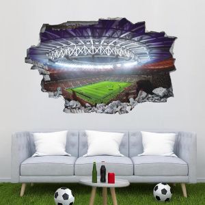 Eryi-Stickers Muraux 3d Football 3d Sticker Mural De Salon Poster Du Stade Chambre D'enfant Autocollant Mural De Football Coloré Chambre Garçon Autocollant Muraux Chambre Couloir Décor 84x60cm - Neuf