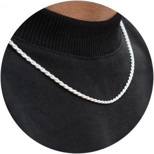 Trahoo-Collier De Corde 2/3/4mm Pour Homme - Collier Argenté18/20/22 Inches Chain For Waterproof Sturdy & Shiny Twist Rope Necklace Gifts For Men & Women Husband Boyfriend - Neuf