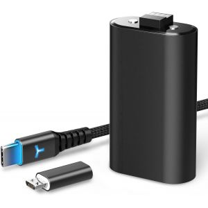 Batterie Manette Pour Xbox One/Xbox Series X S Avec 3M Câble Charge Usb C Et Adaptateur Micro Usb Batterie Rechargeable Kit Play And Charge Xbox Accessoire, Xbox-Sb02 1400Mah - Neuf
