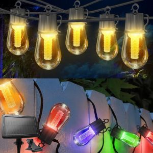 Jgd-Guirlande Lumineuse Solaire D'ext&eacute;rieur De 15 M, 8 Modes, R&eacute;sistante Aux Intemp&eacute;ries, Avec Usb, &Eacute;clairage Int&eacute;rieur/Ext&eacute;rieur, Blanc Chaud/Color&eacute;, Pour Mariage, Jardin, Jardin - Neuf