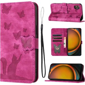 KAL-Coque Pour Samsung Galaxy Xcover7 Pro (6,6 Pouces) 5G Housse De Protection Premium Pu Cuir Portefeuille Protection Porte Carte Fonction Support Flip Case Pour Galaxy Xcover7 Pro-Rose - Neuf