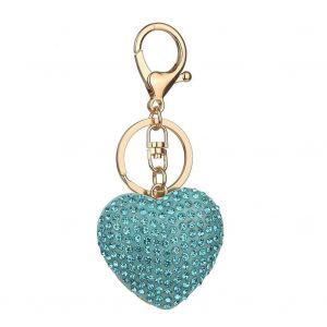 Strass Porte-Cl&eacute;s Porte-Cl&eacute;s Bague Coeur Forme Porte-Cl&eacute;s Alliage Porte-Cl&eacute;s Sac D&eacute;coration (Bleu Ciel) - Neuf