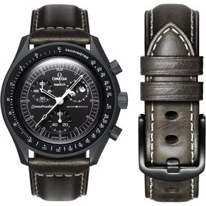 Kal-Bracelet De Rechange En Cuir Pour Montre Omega Swatch Moonwatch De 20 Mm, Rapidement Realese Swatch Omega Moonswatch, Homme Et Femme - Neuf
