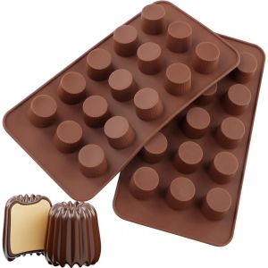 Kal-Moule À Chocolat Mini-Cup À 15 Cavités, Anti-Adhésif & Silicone Alimentaire, Sans Bpa, Idéal Pour Keto Bomb De Graisse, Tasse De Beurre De Cacahuètes, Mini Cheesecake, Panna Cotta, Lot De 2 - Neuf