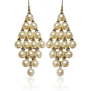 Kal-Boucles D'oreilles Pendantes À En Pour Femmes Boucles D'oreilles Long Pompon Strass Pour Les Mariées Demoiselles D'honneur Bijoux De Bal De Mariage Boucles D'oreilles En Cristal Perles Blanches - Neuf