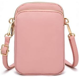 KALANKA-Sacs Bandoulière Femme Petit Sac Téléphone Portable Crossbody Mini Pochette Nylon Portefeuille sac à Main Sangle Sacoche Étui Universel pour iPhone 14 13 11 Samsung S23 Xiaomi Bis zu 7" Rose - Neuf