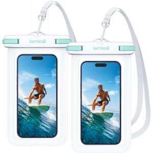 KALANKA-Pochette Étanche Téléphone, [Lot de 2] IPX8 Pochette Étanche Smartphone, Corde Amovible et Réglable, Sac Étanche pour iPhone 16 15 14 13 12 11, Huawei, Samsung, jusqu'à 7u201d - Neuf