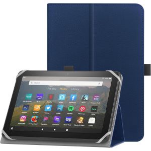 Kal-Étui Universel Pour 7-8 Pouces Tablette Fire Hd 8/Hd 8 Plus Avec Bande De Fixation En Silicone Réglable Support Folio Et Dragonne Pour 7"-8" Samsung Android Tablette-Bleu - Neuf