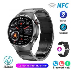 2025 Nouveau Pour Huawei Montre 4 Pro Mise À Niveau Gps Nfc Montre Intelligente Pour Hommes 360*360 Amoled Hd Bluetooth Appel Étanche Montre Intelligente.Black Steel Belt.Nfc Watch 4 Pro - Neuf