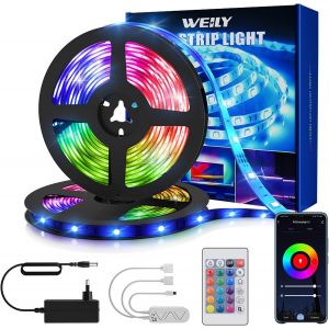 Ruban Led Smart Wifi Bande Led 15m Rgb Multicolore App Contrôle, Bande Lumineuse Compatible Avec Alexa Et Google Home, Décor Pour Maison Cuisine - Neuf