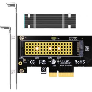 PA09-HS M.2 NVMe to PCIe 4.0 X4 Adapter with M.2 Heatsink for 2280/2260/2242/2230 M.2 NVMe SSD - Neuf