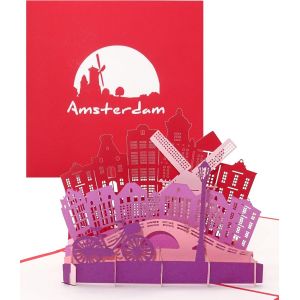 Trahoo-Carte Pop-Up &laquo; Amsterdam &iquest; Panorama &raquo; &iquest; Carte De V?ux 3d Comme Souvenir, Petit Cadeau & Carte D'anniversaire &iquest; Comme D&eacute;coration, Bon D'achat, Cadeau Et Ch&egrave;que De Voyage Aux Hollande & Amsterda - Neuf