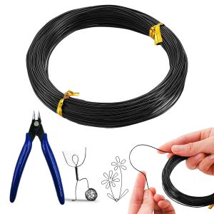 MEVRONISSHOP-Fil M&eacute;tallique pour l'Artisanat 1mm*50m,Fil Aluminium Noir Avec Pince Coupante,Fil de Fer Souple Loisir Creatif pour l'Artisanat,Les Mod&egrave;les, Les Sculptures,La Mise En Forme de Plantes e - Neuf