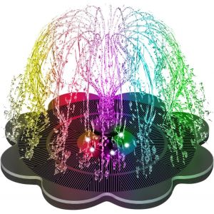 meimie-Fontaine Solaire Led Colorées,2025 3.5W Extérieur Flottante Pompe Bassin Solaire,2000Mah Batterie,Fontaine Solaire Verre Avec 7 Buses & 4 Tiges Fixes Pour Bain D'O Aux Aquarium Jardin - Neuf