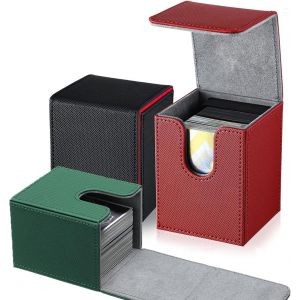 Chenquansarl-Lot De 3 Premium Deck Box &iquest; Taille Grand Pour 100+ Cartes Bo&icirc;te De Rangement Pour Cartes En Pochettes &iquest; Bo&icirc;te Porte Cartes Sans Pvc - 103x78x80mm - Neuf