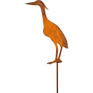 MEVRONISSHOP-Heron de Jardin rouill&eacute; - Oiseau Deco Jardin Convient pour la Decoration Jardin Bassin de Jardin et terrasse - Sculptures et Statues de Jardin -Hauteur 100cm - Neuf