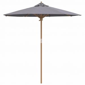 Parasol De Jardin Rond 270 X 260 Cm Style Minimaliste L&eacute;ger Pratique En Bambou Gris Fonc&eacute; Helloshop26 02_0058247 - Neuf