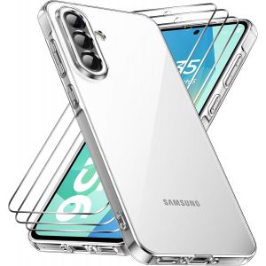 Ershi-Coque Pour Samsung Galaxy A56 5g Avec 3 Verre Trempé, Anti-Jaune Étui De Protection Antichoc Anti-Rayures, Transparente Tpu [4 - Neuf