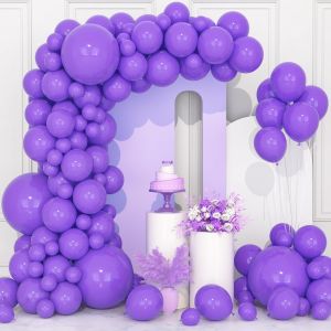 Trahoo-106 Pcs Ballons Violets Ballon En Latex 5 10 12 18 Pouces Kit De Guirlande Ballon Mauve Mat Avec Ruban Pour Femmes Gar&ccedil;ons Filles F&ecirc;te D'anniversaire Mariage Remise De Dipl&ocirc;mes B&eacute;b&eacute; Mari&eacute;e D&eacute;c - Neuf