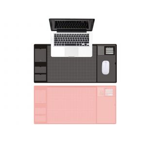 Tapis de souris noir et rose avec housse imperm&eacute;able et poches pour cartes - Neuf