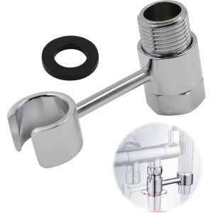 KGABERY-Support Pommeau Douche Douchette Accroche-Raccordement 20Mm Écrou Porte Universel Réglable 360° Pomme Mural Salles Bains Lance Toilette Main Remplaç Able Sans Perçage Laiton Chromé - Neuf