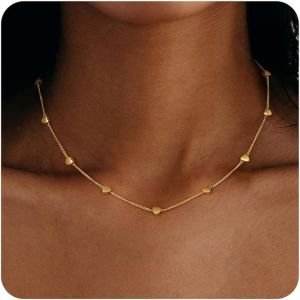 Kal-Collier Femme Or Plaqué Or 18k Chaine/C?ur/Boule/Disque/Perle Collier Ras Du Cou Fine Chaîne Or/Argent Bijoux Femme - Neuf