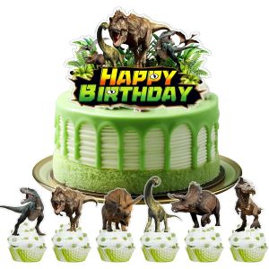 CAUC-Dinosaure G&acirc;teau D&eacute;coration,Dinosaure G&acirc;teau Topper 7 Pcs,Dinosaure Cupcake Topper Anniversaire Gar&ccedil;ons Filles,Dino Anniversaire Deco Enfant,G&acirc;teau D&eacute;co pour Jungle Th&egrave;me F&ecirc;te Deco,Baby Shower - Neuf