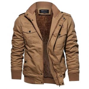 Épaissir Veste Homme Armée Fan Coton Grande Taille Homme Mode Printemps Automne Haut Kaki ,M,Épaisseur - Neuf