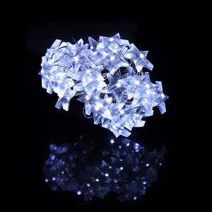 Hjlian Guirlande Lumineuse 30 Led En Forme D'etoile Pour Chambre A Coucher, Pelouse, Paysage, Jardin, Maison, Decoration De Vacances, Blanc Froid - Neuf