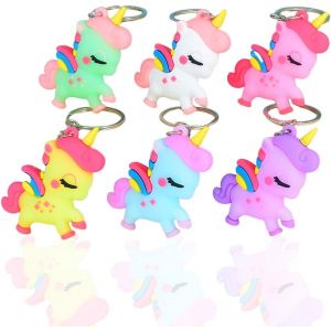 Kal-6 Pièces Porte Clés Licorne Porte Clés, Pendentif Licorne Arc-En-Ciel, Porte-Clés En Caoutchouc Mini Porte-Clés Cadeau Pendentif Pour Enfants Anniversaire Cadeau Jouets - Neuf