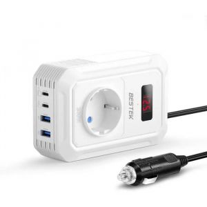 Bestek Convertisseur 200w 12v &Agrave; 220-240v, Chargeur Voiture Avec 4 Ports Usb (Pd65w, Pd30w, 2qc18w) Et Prise Eu, S&eacute;curit&eacute;&iquest;. - Neuf