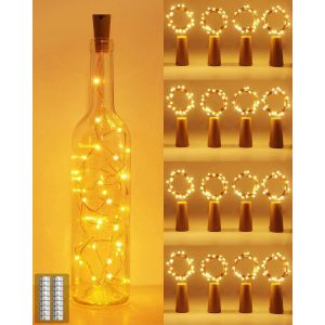 Kal-Led Bouteille Guirlande, 2m 20 Led [16 Pièces] Guirlande Lumineuse Lampe Bouteille Étanche Fil D'argentflexible Décoration Pour Noël, Partie, Mariage, Jardin - Neuf