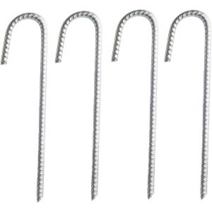Eryi-Lot De 4 Piquets D`Ancrage En Acier Galvanisé Robuste Pour Barres D`Armature En J - Pour Chapiteaux, Tonnelles, Châteaux, Tentes, Trampolines, Rebondissements, Camping, Filets De Football - Neuf