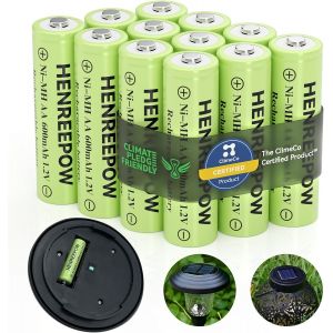 Lot De 12 Piles Rechargeables Ni-Mh Aa,Double A,Haute Capacité 1,2 V,Pré-Chargées Pour Jardin,Aménagement Paysager,Lumières Solaires D'extérieur,Guirlandes Lumineuses,Éclairage - Neuf