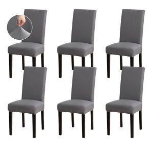 6 Pcs Gris à Manger Chaise de Couverture, Amovible et Lavable à Manger Chaise de Couverture, adapté pour la Maison, Hôtel, Banquet - Neuf