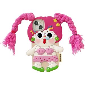Maa-Coque Pour Iphone 12 Pro Max,3d Mignon Kawaii Drôle De Couverture De Dessin Animé Fille Aux Cheveux Longshousse De Protection Anti Chute En Silicone Avec Porte - Clés Pour Iphone 12 Pro Max - Neuf
